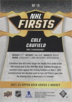 2021-22 Upper Deck - NHL Firsts Achievement Variation #NF-19 Cole Caufield Back