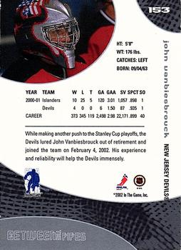 2001-02 Be a Player Update - 2001-02 Be A Player Between the Pipes Update #153 John Vanbiesbrouck Back