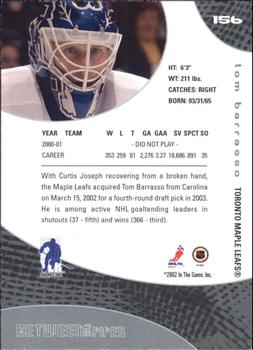 2001-02 Be a Player Update - 2001-02 Be A Player Between the Pipes Update #156 Tom Barrasso Back