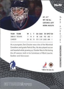 2001-02 Be a Player Update - 2001-02 Be A Player Between the Pipes Update #165 Dan Cloutier Back