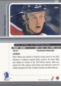 2001-02 Be a Player Update - 2001-02 Be A Player Signature Series Update #234 Niklas Hagman Back
