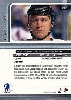 2001-02 Be a Player Update - 2001-02 Be A Player Signature Series Update #242 Jesse Boulerice Back