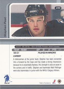 2001-02 Be a Player Update - 2001-02 Be A Player Signature Series Update #249 Stephen Peat Back