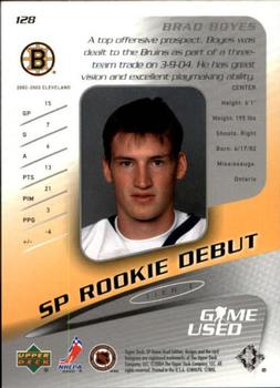 2003-04 Upper Deck Rookie Update - 2003-04 SP Game Used Update #128 Brad Boyes Back
