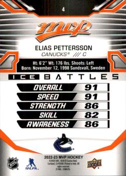 2022-23 Upper Deck MVP - Ice Battles #4 Elias Pettersson Back