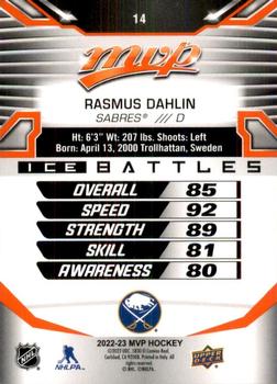 2022-23 Upper Deck MVP - Ice Battles #14 Rasmus Dahlin Back