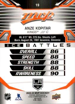 2022-23 Upper Deck MVP - Ice Battles #19 Anze Kopitar Back