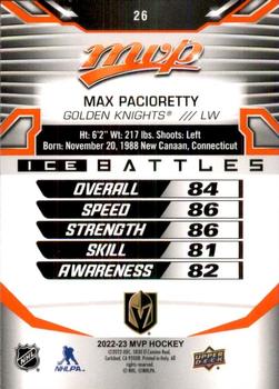 2022-23 Upper Deck MVP - Ice Battles #26 Max Pacioretty Back