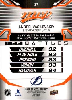 2022-23 Upper Deck MVP - Ice Battles #27 Andrei Vasilevskiy Back