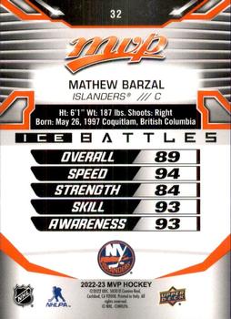 2022-23 Upper Deck MVP - Ice Battles #32 Mathew Barzal Back