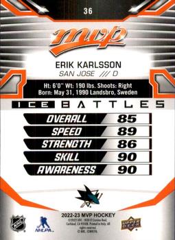 2022-23 Upper Deck MVP - Ice Battles #36 Erik Karlsson Back