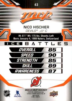 2022-23 Upper Deck MVP - Ice Battles #43 Nico Hischier Back