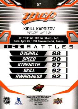 2022-23 Upper Deck MVP - Ice Battles #57 Kirill Kaprizov Back