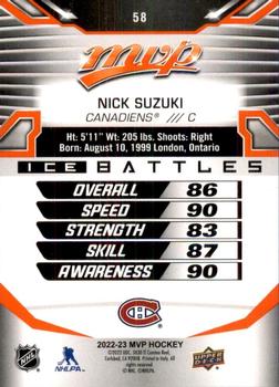 2022-23 Upper Deck MVP - Ice Battles #58 Nick Suzuki Back