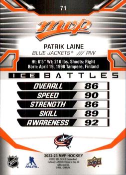 2022-23 Upper Deck MVP - Ice Battles #71 Patrik Laine Back