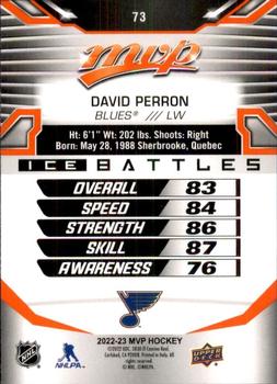 2022-23 Upper Deck MVP - Ice Battles #73 David Perron Back