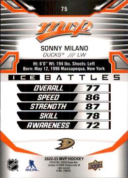 2022-23 Upper Deck MVP - Ice Battles #75 Sonny Milano Back