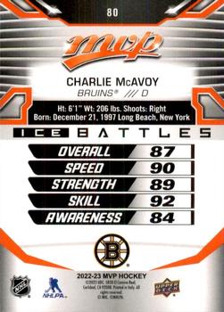 2022-23 Upper Deck MVP - Ice Battles #80 Charlie McAvoy Back