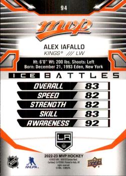 2022-23 Upper Deck MVP - Ice Battles #94 Alex Iafallo Back