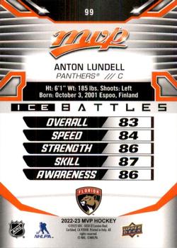 2022-23 Upper Deck MVP - Ice Battles #99 Anton Lundell Back