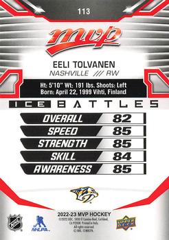 2022-23 Upper Deck MVP - Ice Battles #113 Eeli Tolvanen Back
