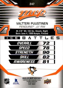 2022-23 Upper Deck MVP - Ice Battles #247 Valtteri Puustinen Back