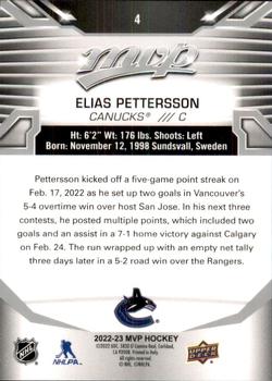 2022-23 Upper Deck MVP - Silver Script #4 Elias Pettersson Back