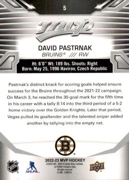 2022-23 Upper Deck MVP - Silver Script #5 David Pastrnak Back