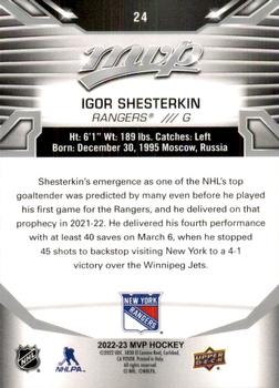 2022-23 Upper Deck MVP - Silver Script #24 Igor Shesterkin Back