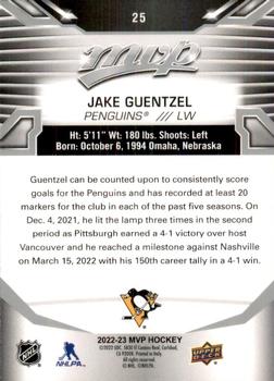 2022-23 Upper Deck MVP - Silver Script #25 Jake Guentzel Back