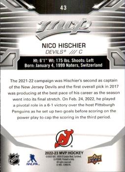 2022-23 Upper Deck MVP - Silver Script #43 Nico Hischier Back