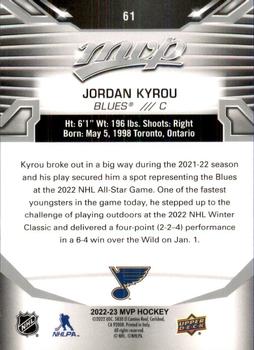 2022-23 Upper Deck MVP - Silver Script #61 Jordan Kyrou Back