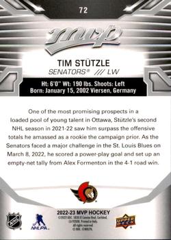 2022-23 Upper Deck MVP - Silver Script #72 Tim Stutzle Back