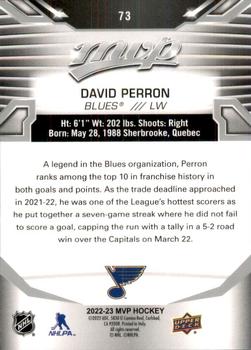 2022-23 Upper Deck MVP - Silver Script #73 David Perron Back