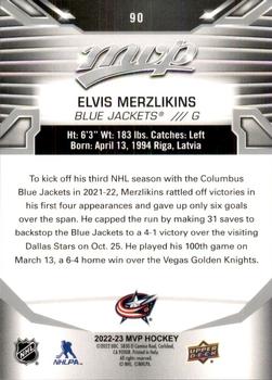 2022-23 Upper Deck MVP - Silver Script #90 Elvis Merzlikins Back