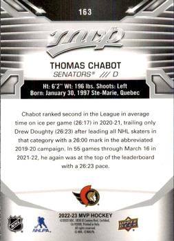2022-23 Upper Deck MVP - Silver Script #163 Thomas Chabot Back