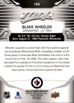 2022-23 Upper Deck MVP - Silver Script #186 Blake Wheeler Back