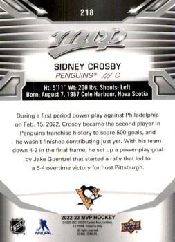 2022-23 Upper Deck MVP - Silver Script #218 Sidney Crosby Back