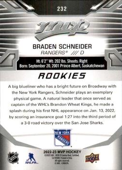 2022-23 Upper Deck MVP - Silver Script #232 Braden Schneider Back