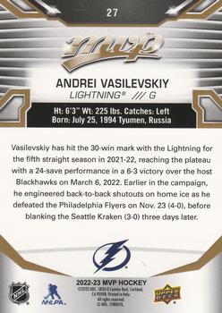 2022-23 Upper Deck MVP - Gold Script #27 Andrei Vasilevskiy Back