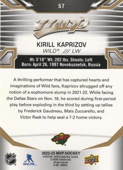 2022-23 Upper Deck MVP - Gold Script #57 Kirill Kaprizov Back