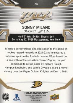 2022-23 Upper Deck MVP - Gold Script #75 Sonny Milano Back