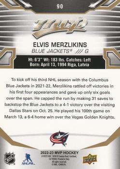 2022-23 Upper Deck MVP - Gold Script #90 Elvis Merzlikins Back