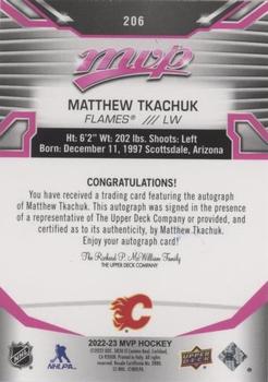 2022-23 Upper Deck MVP - Autographs Magenta #206 Matthew Tkachuk Back