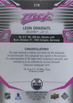 2022-23 Upper Deck MVP - Autographs Magenta #219 Leon Draisaitl Back