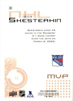 2022-23 Upper Deck MVP - 20th Anniversary #30 Igor Shesterkin Back