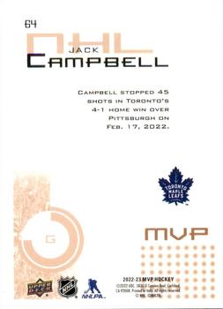2022-23 Upper Deck MVP - 20th Anniversary #64 Jack Campbell Back