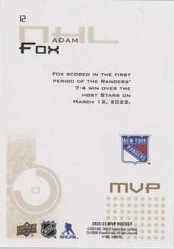 2022-23 Upper Deck MVP - 20th Anniversary Gold Script #12 Adam Fox Back