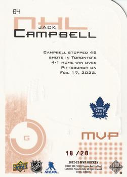 2022-23 Upper Deck MVP - Colors and Contours Green #64 Jack Campbell Back
