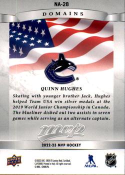 2022-23 Upper Deck MVP - Domains #NA-28 Quinn Hughes Back